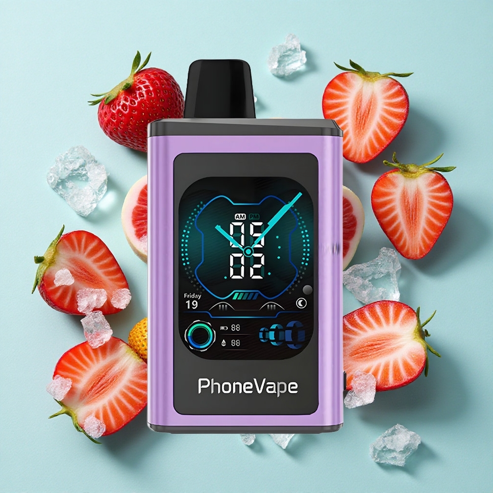 JNR PhoneVape 30000 Puffs Morango Gelado Bateria Recarregável 850mAh Tela Inteira Brasil vape