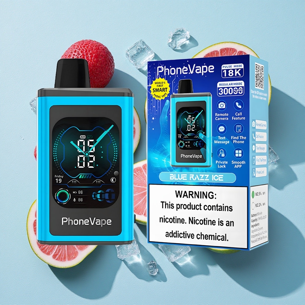 JNR PhoneVape 30000 puffs Mirtilo Framboesa Gelo com Bateria Recarregável 850mAh e Tela Completa Brasil vape