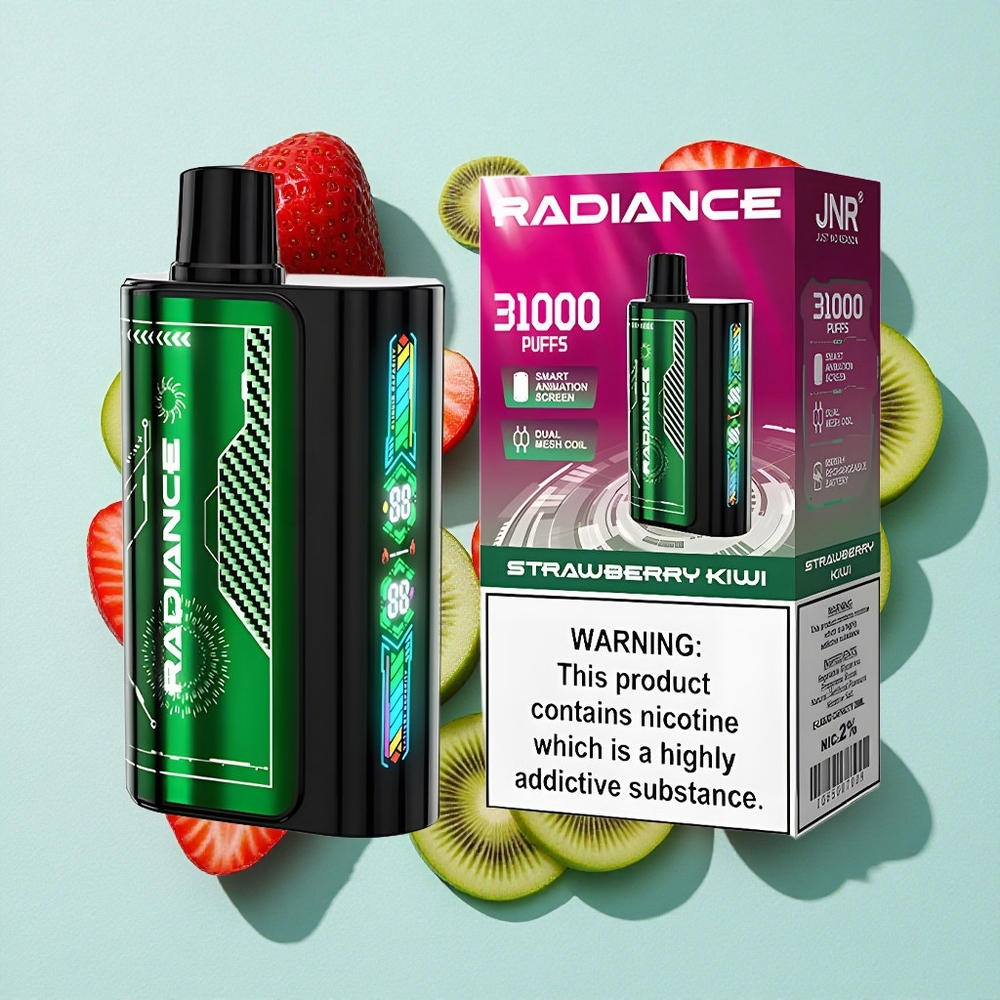 JNR Radiance 31000 Puffs Morango Kiwi Tela Inteligente de Animação Brasil vape
