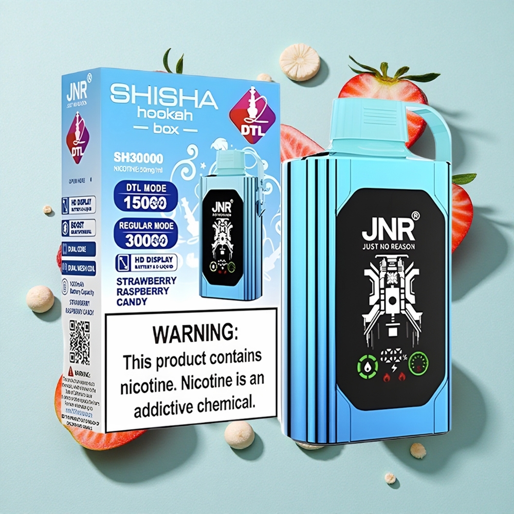 JNR Shisha Hookah Box 20500 Puffs Morango Framboesa Doce com Tela HD e Carga Rápida Type-C Brasil vape