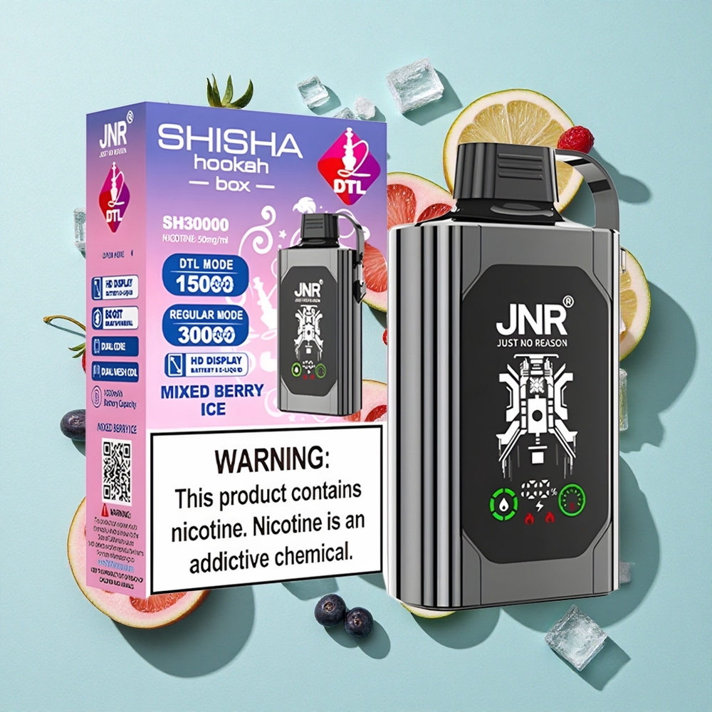 JNR Shisha Hookah Box 20500 Puffs (Tela HD, Carga Rápida Tipo-C) Mixed Berry Ice (Mirtilo e Frutas Vermelhas Gelado) Brasil vape