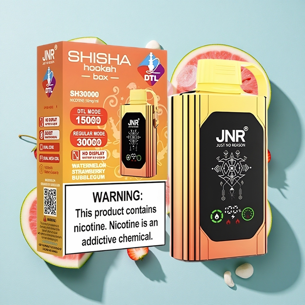 JNR Shisha Hookah Box 20500 Puffs Tela HD Dual Mesh Coil & Dual Core Melancia Morango Chiclete Brasil vape