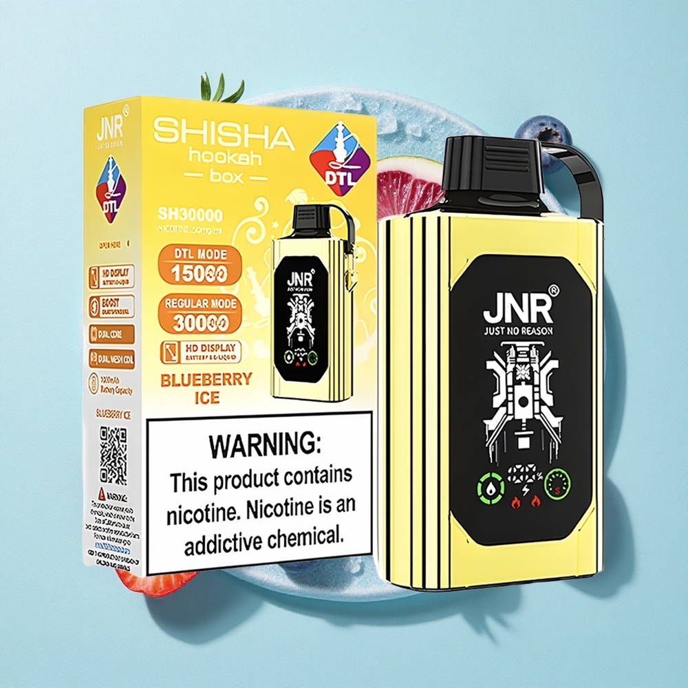 JNR Shisha Hookah Box 20500 Puffs Tela HD Tipo-C Carga Rápida Mirtilo Gelo Brasil vape