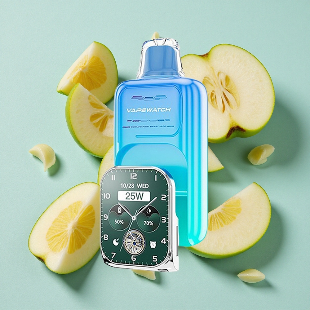 JNR Vape Watch 30000 Puffs Maçã Verde Gelada Brasil vape com Capacidade da Bateria: 1000mAh e Tipo de Coil: Bobina Dupla em Malha