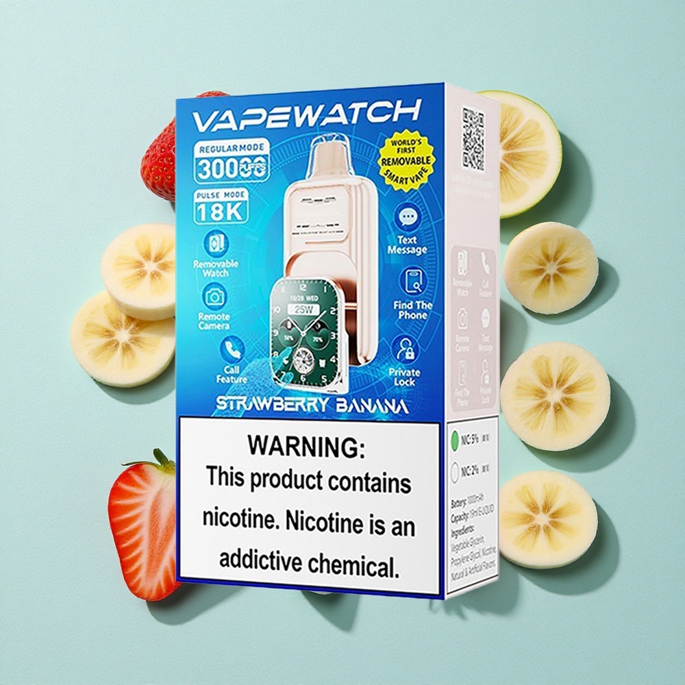 JNR Vape Watch 30000 Puffs Morango Banana Capacidade de Bateria: 1000mAh Tipo de Bobina: Dual Mesh Coil Brasil vape