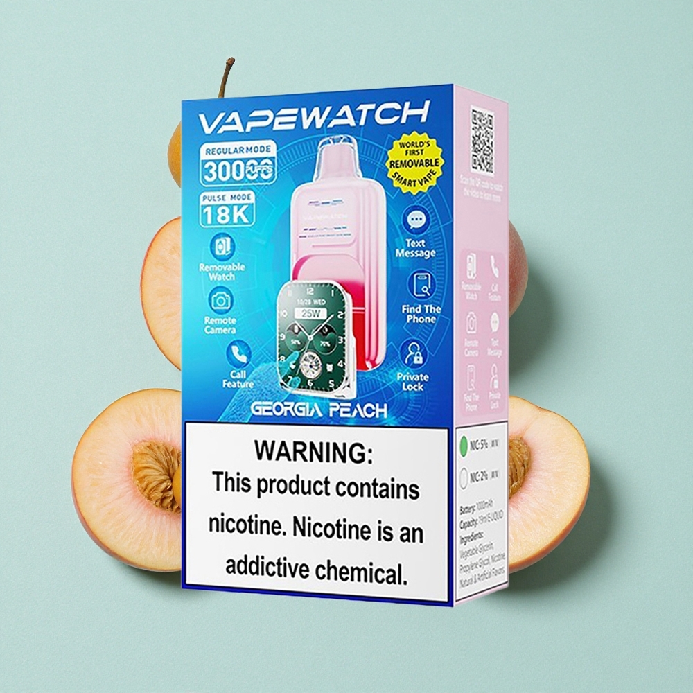 JNR Vape Watch 30000 Puffs Pêssego da Geórgia Capacidade de Bateria: 1000mAh Tipo de Coil: Dual Mesh Coil Brasil vape