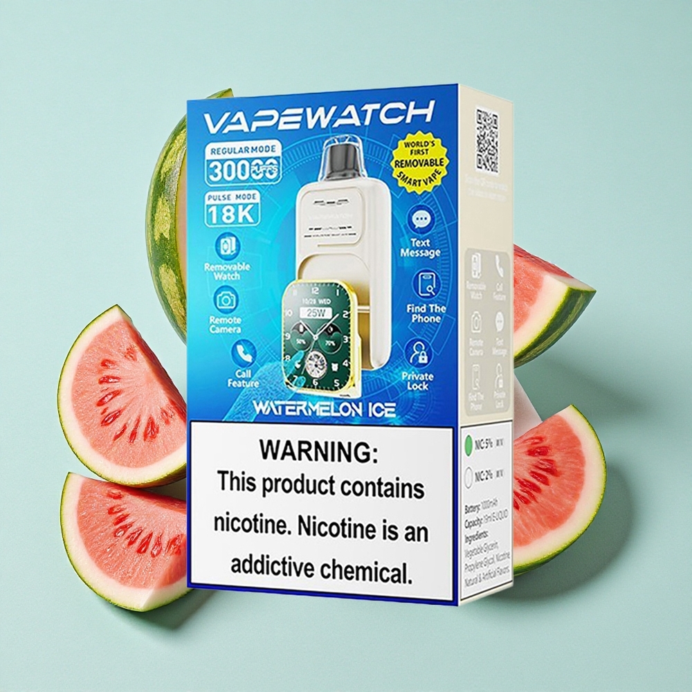 JNR Vape Watch 30000 Puffs Sabor Melancia Gelada com Capacidade da Bateria: 1000mAh e Tipo de Carregamento: Tipo-C Carga Rápida Brasil vape