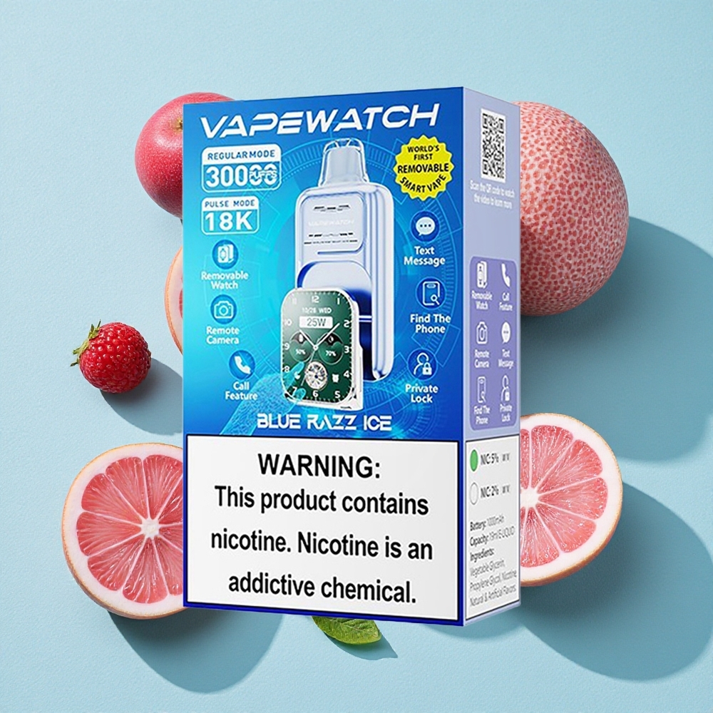 JNR Vape Watch 30.000 Puffs 19mL Blue Razz Ice Dual Mesh Coil Brasil vape
