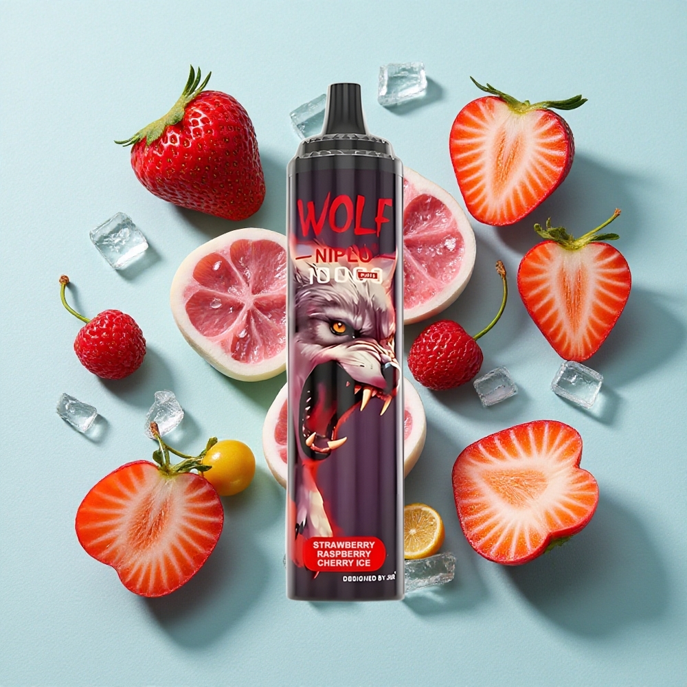JNR Wolf Niplo 10000 Puffs Morango Framboesa Cereja Gelo Capacidade da Bateria: 650mAh Conteúdo de Nicotina: 0%, 2%, 5% Brasil vape