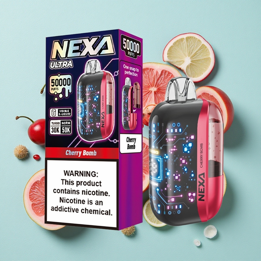 NEXA Ultra 50000 Puffs Cereja Bomp 20ml Capacidade Pré-preenchida 800mah Capacidade da Bateria Brasil vape