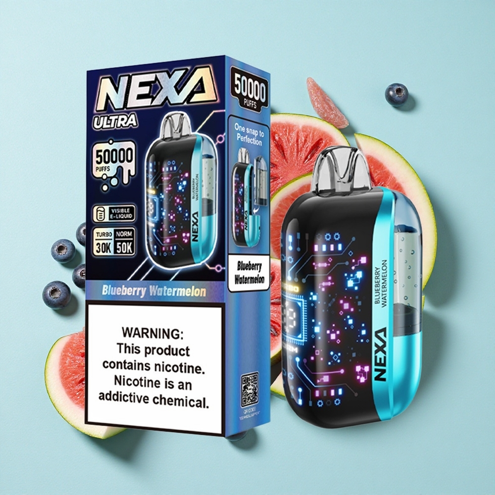 NEXA Ultra 50000 Puffs Mirtilo Melancia 20ml Capacidade Pré-preenchida Tela Curva 3D Brasil vape