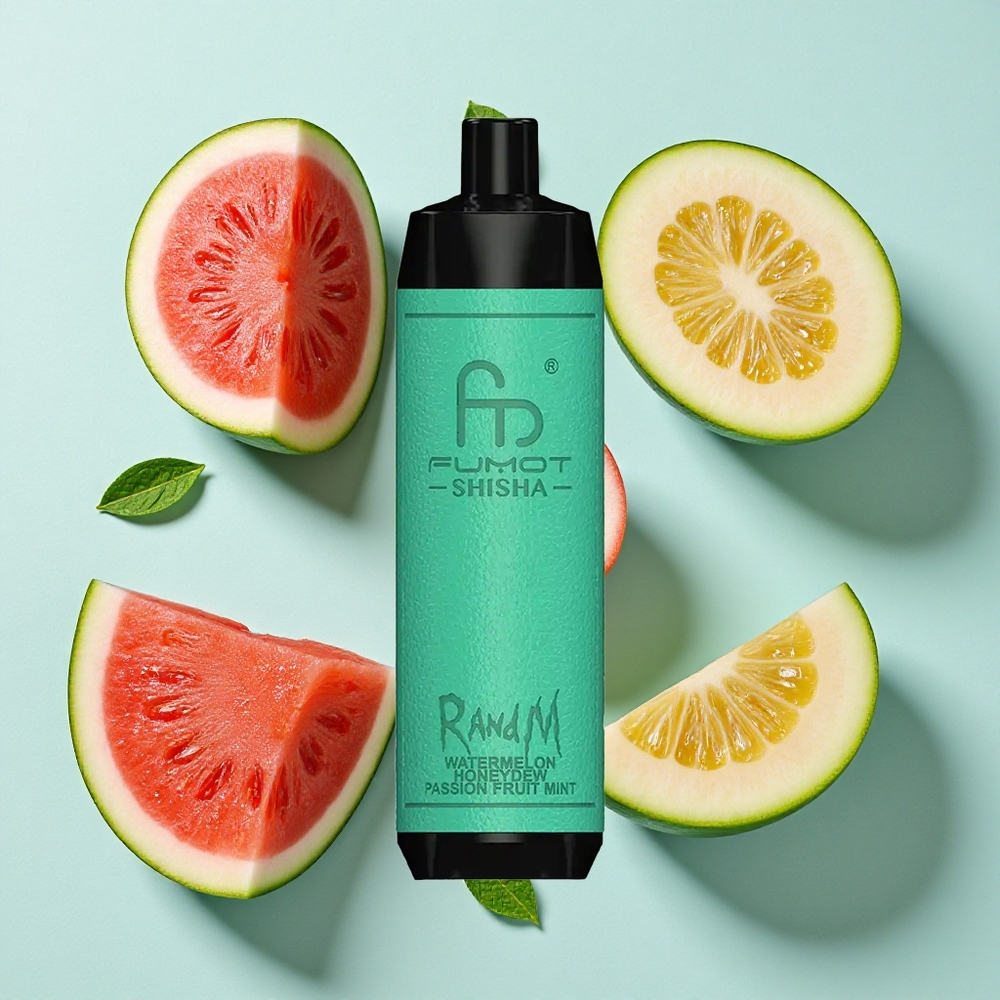 RandM Fumot Shisha 10000 Puffs Melancia Melão Maracujá Menta 18ml e-Líquido Pré-carregado 850 mAh Brasil vape