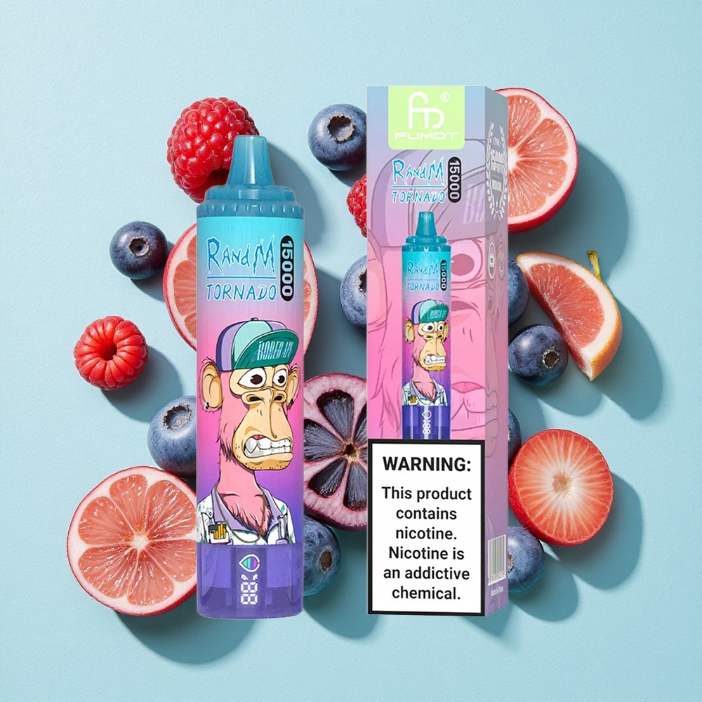 RandM Fumot Tornado 15000 Puffs Capacidade de Líquido 25ml Blueberry Framboesa Brasil vape