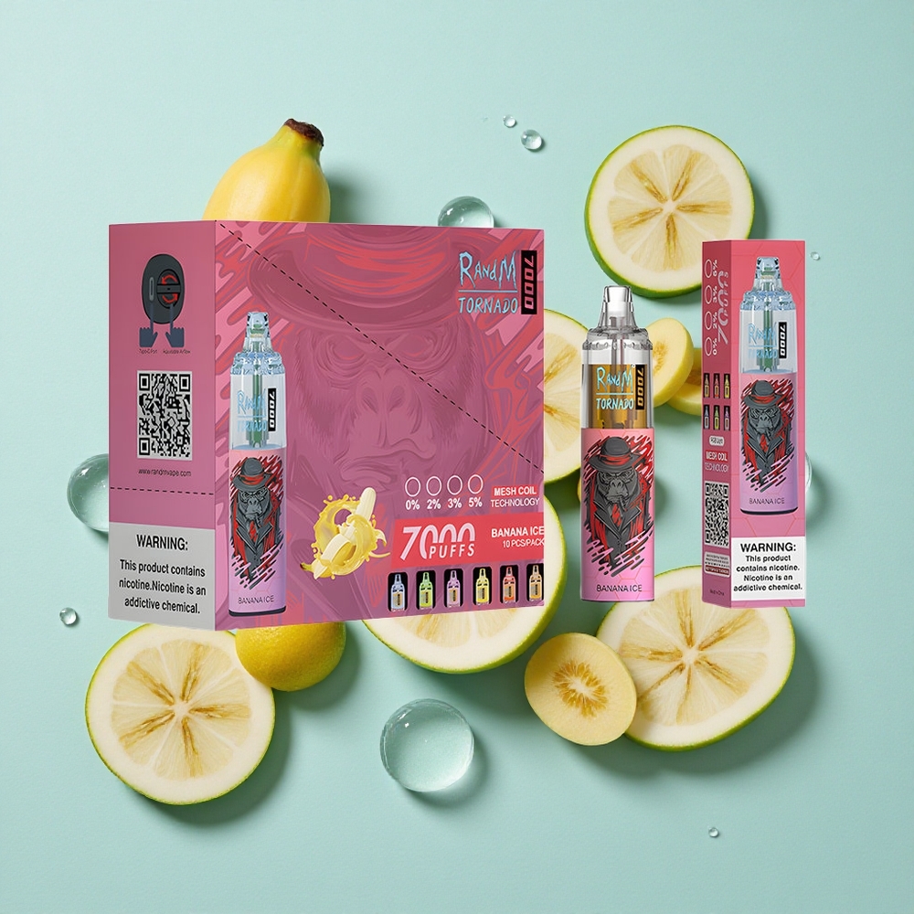RandM Fumot Tornado 7000 Puffs Banana Ice 850 MAH Bateria 14 ML E-líquido Brasil vape