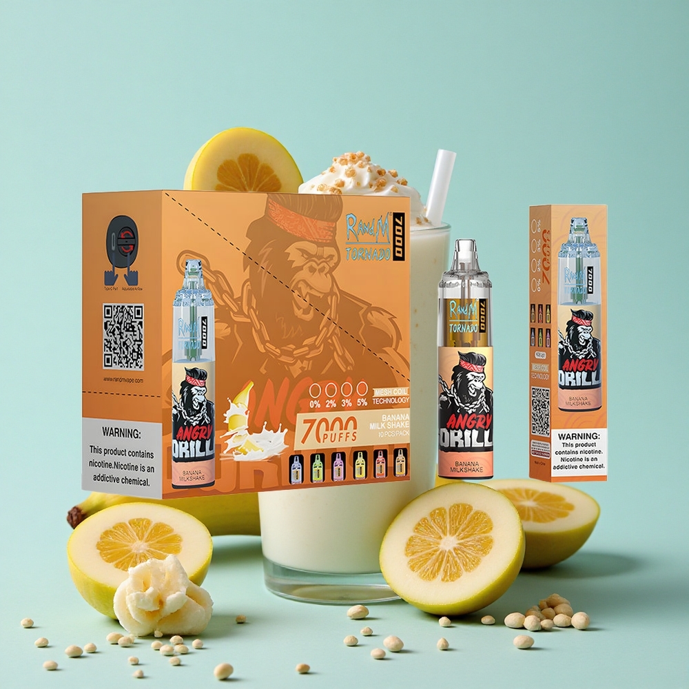 RandM Fumot Tornado 7000 Puffs Banana Milkshake Batido de Banana 14 ML E-líquido 850 MAH Bateria Brasil vape