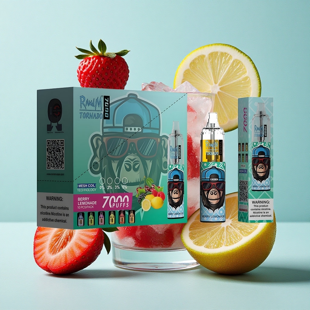 RandM Fumot Tornado 7000 Puffs Limonada de Frutas Vermelhas 14 ML Bateria 850 MAH Brasil vape
