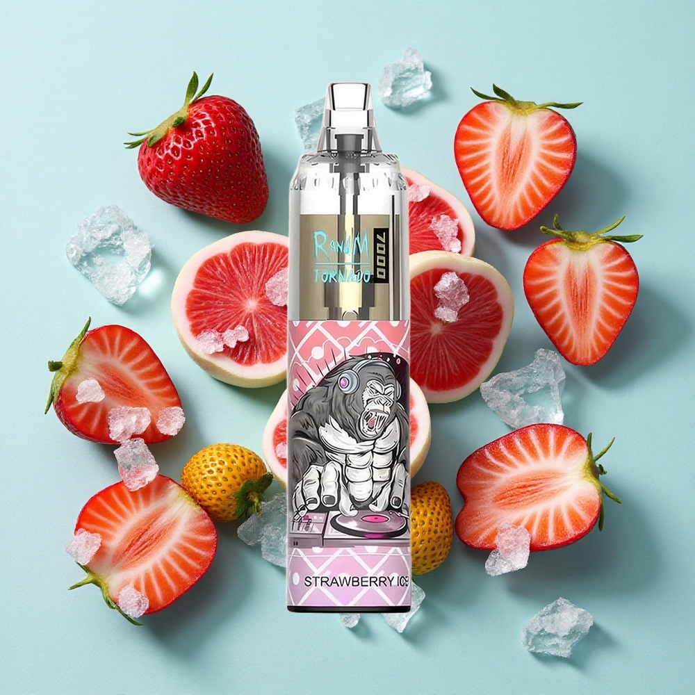 RandM Fumot Tornado 7000 Puffs Morango Gelo 14 ML E-líquido 850 MAH Bateria Brasil vape