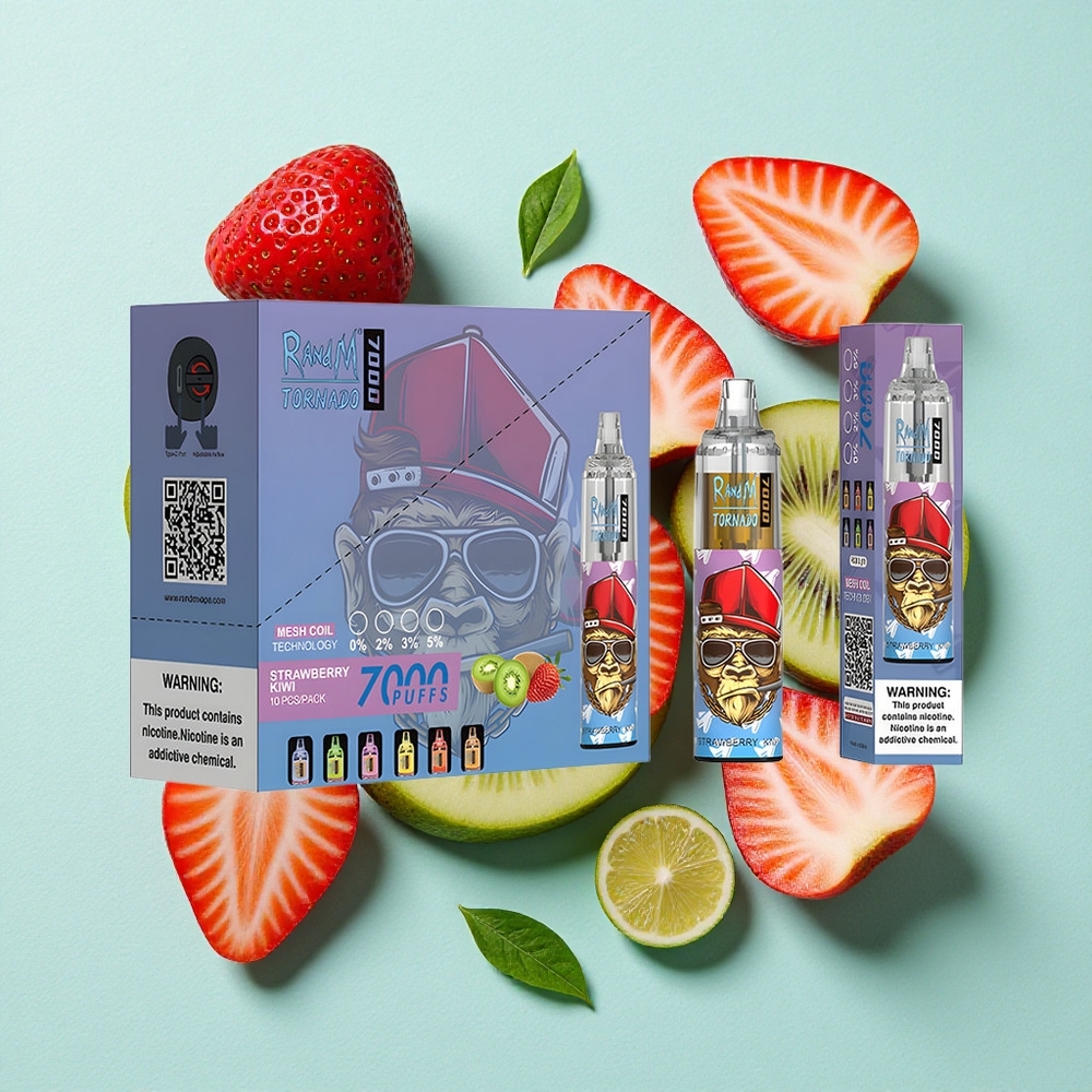 RandM Fumot Tornado 7000 Puffs Morango Kiwi 14 ML E-líquido 850 MAH Bateria Brasil vape