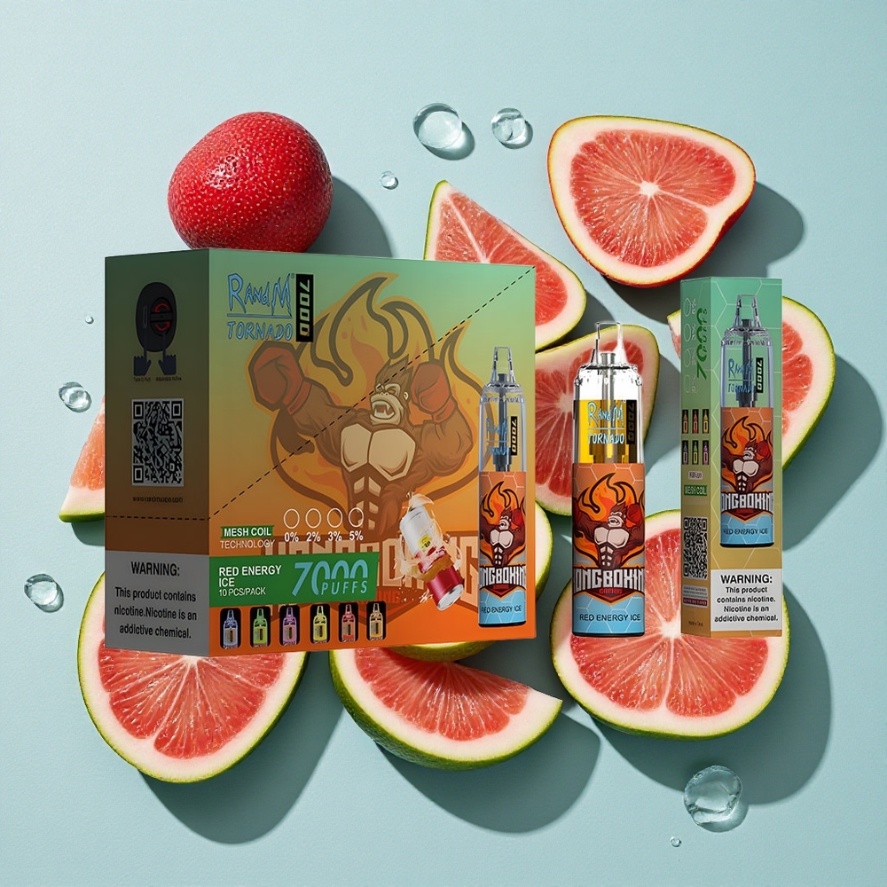 RandM Fumot Tornado 7000 Puffs Red Energy Ice 14 ML E-líquido 850 MAH Bateria Brasil vape