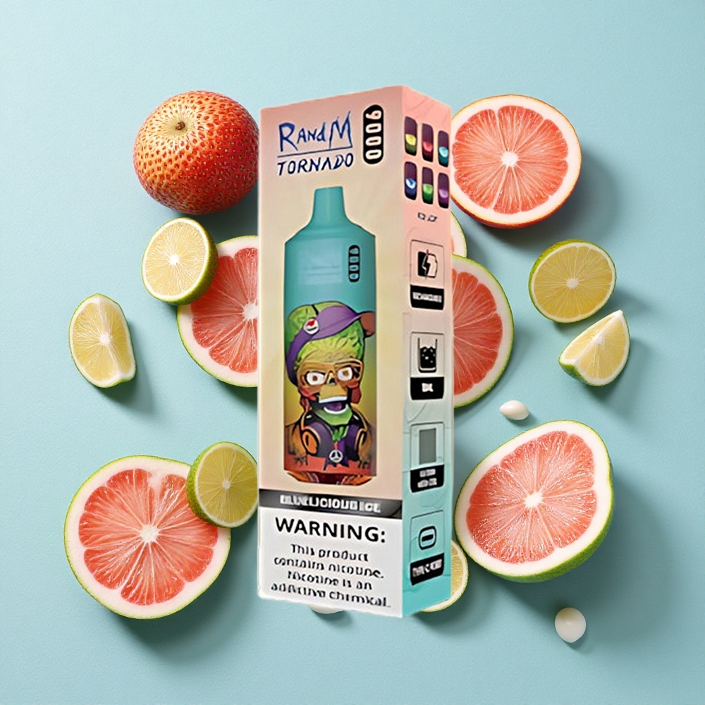 RandM Fumot Tornado 9000 Puffs 18 mL Capacidade de E-líquido Bluelicious Ice Gelo Brasil vape