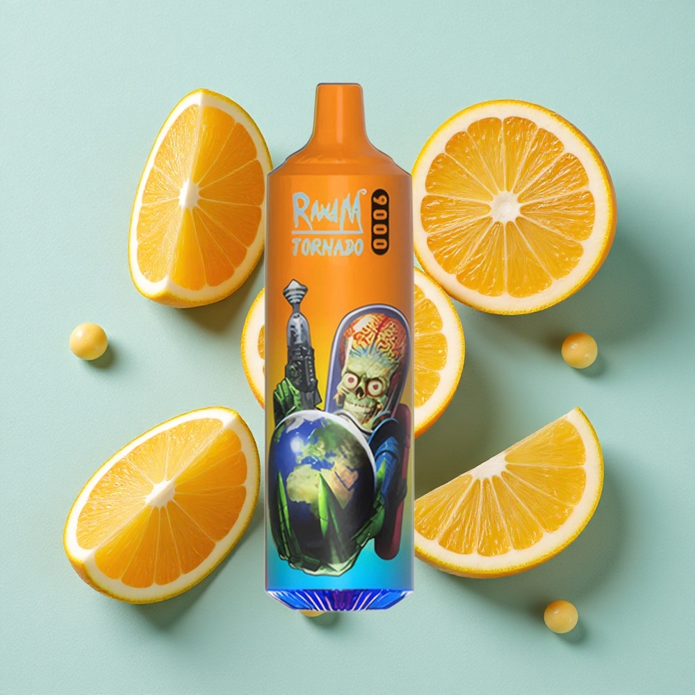 RandM Fumot Tornado 9000 Puffs Laranja Refrigerante Capacidade da Bateria: 850 mAh Recarregável Sabores: 54 Variedades Brasil vape