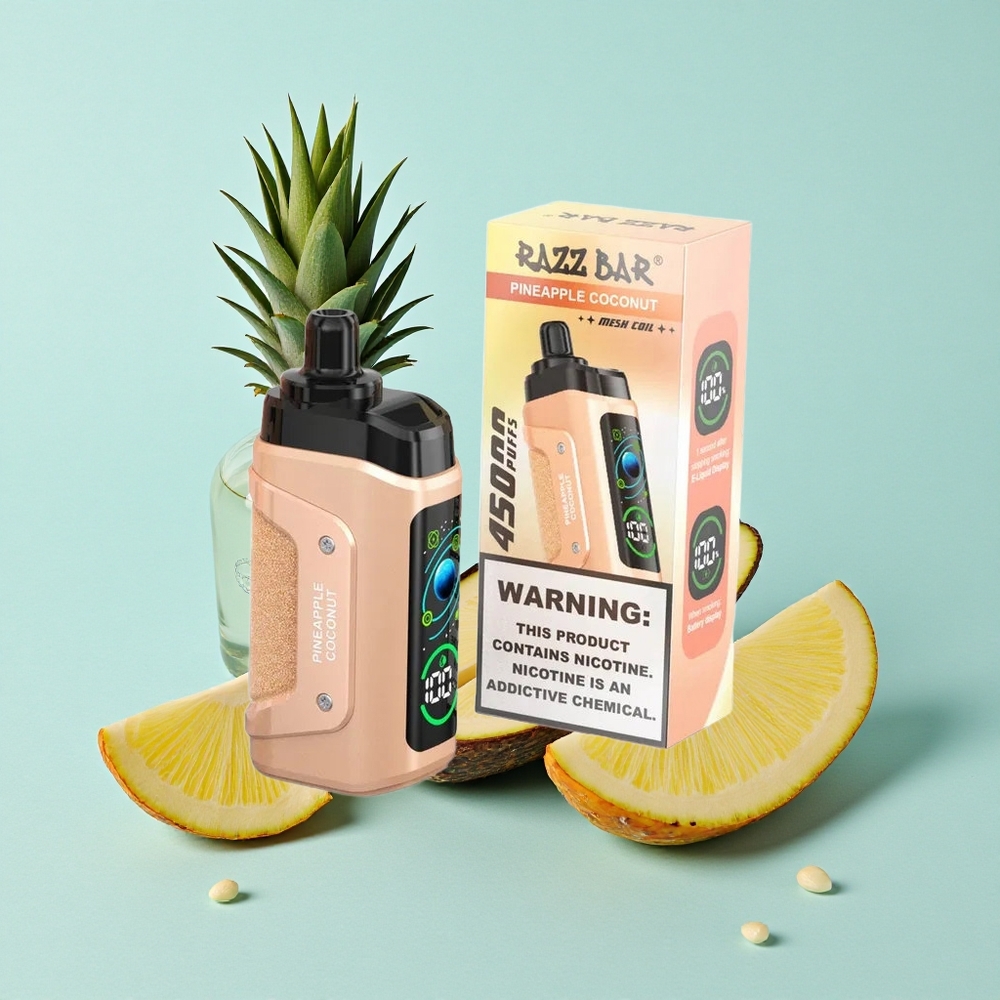 Razz Bar 45000 Puffs Abacaxi Coco Resistência de Malha 1.0 Ohm Bateria 650 Mah Brasil vape