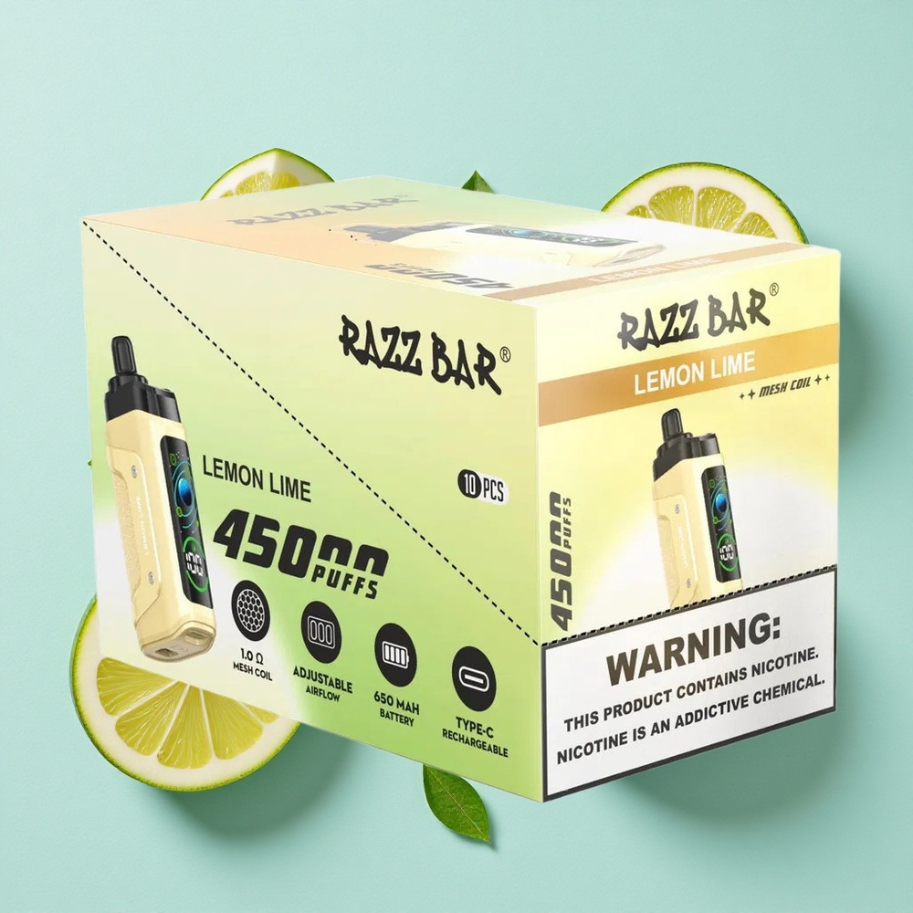 Razz Bar 45000 Puffs Limão Lima Resistência de Malha 1.0 Ohm Brasil vape