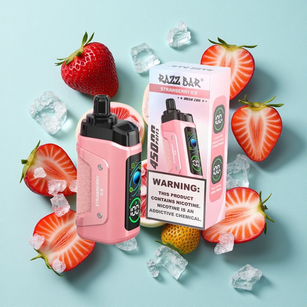 Razz Bar 45000 Puffs Morango Gelo Bobina Mesh 1.0 Ohm Brasil vape