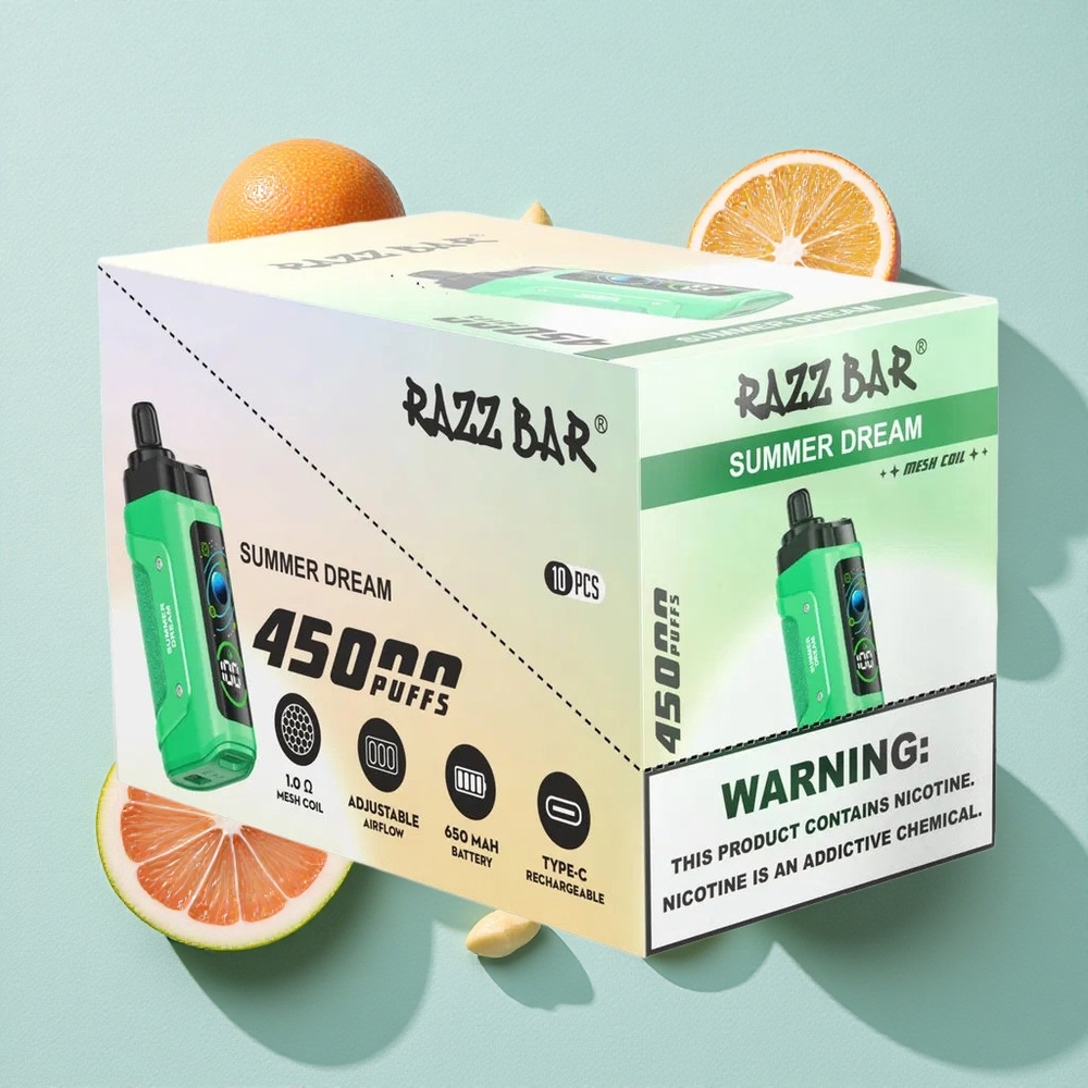 Razz Bar 45000 Puffs Sonho de Verão Resistência de Malha 1.0 Ohm Brasil vape
