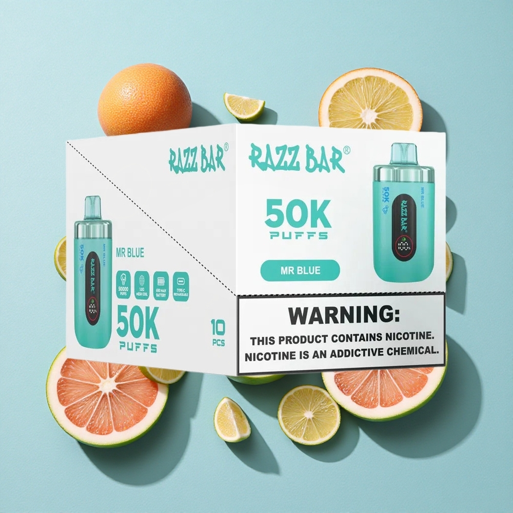 Razz Bar 50K Puffs 1.0 Ohm Malha Azul Mr Brasil vape