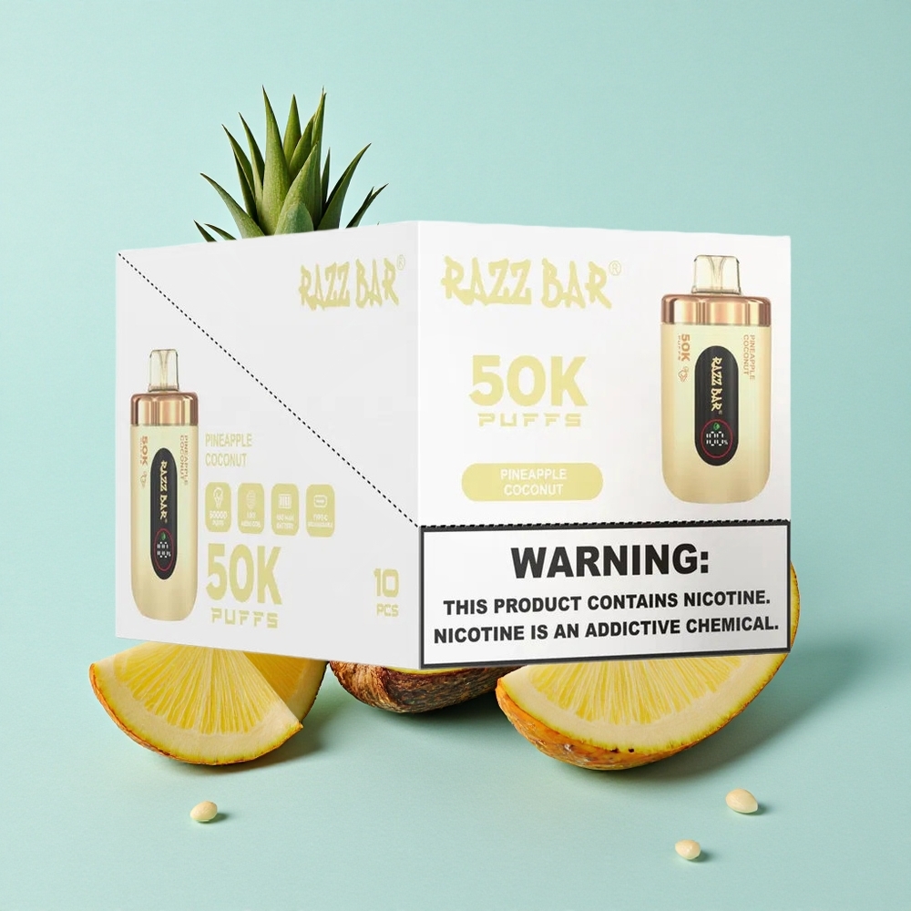 Razz Bar 50K Puffs Abacaxi Coco 650 Mah Recarregável Brasil vape