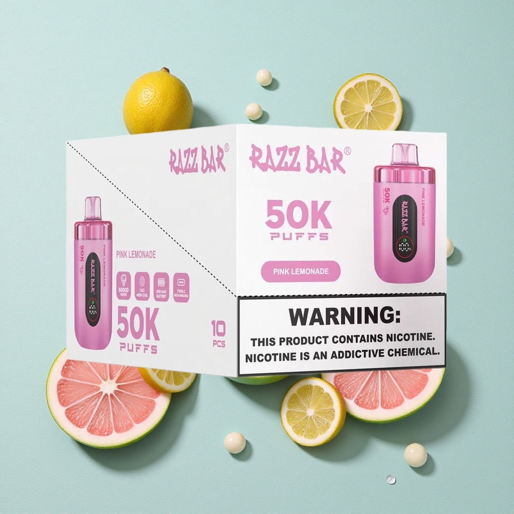 Razz Bar 50K Puffs Limonada Rosa 650 Mah Recarregável Brasil vape