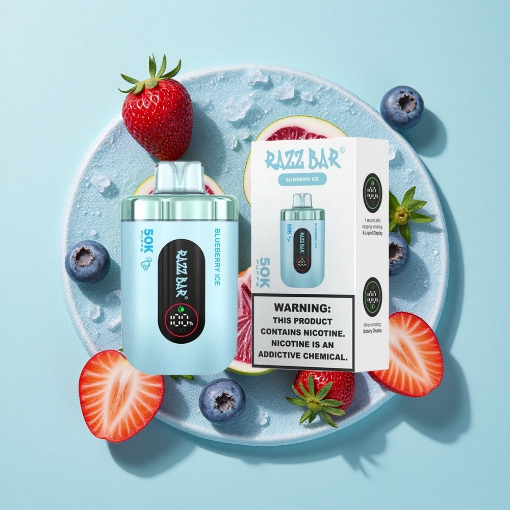 Razz Bar 50K Puffs Mirtilo Gelo 650 Mah Recarregável Brasil vape