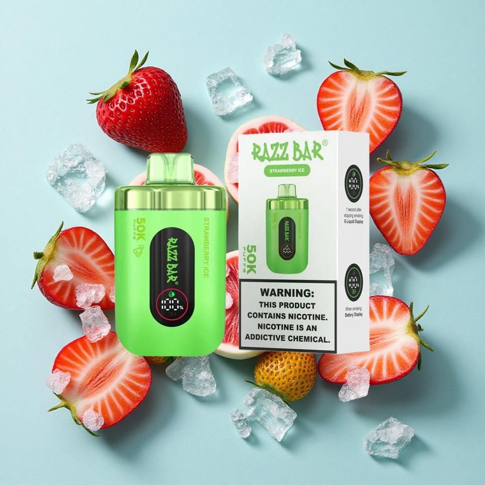Razz Bar 50K Puffs Morango Gelo 1.0 Ohm Mesh Coil 650 Mah Brasil vape