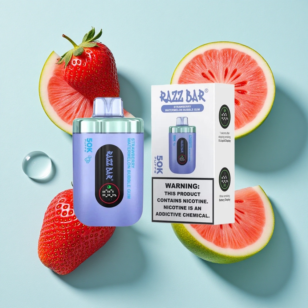 Razz Bar 50K Puffs Morango Melancia Chiclete Bolha Bobina Mesh 1.0 Ohm Brasil vape