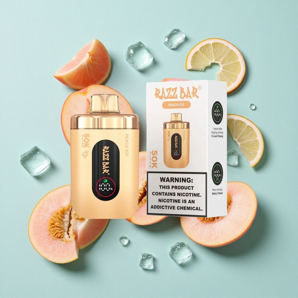 Razz Bar 50K Puffs Pêssego Gelado 1.0 Ohm Bobina em Malha Tipo-C Recarregável Brasil vape