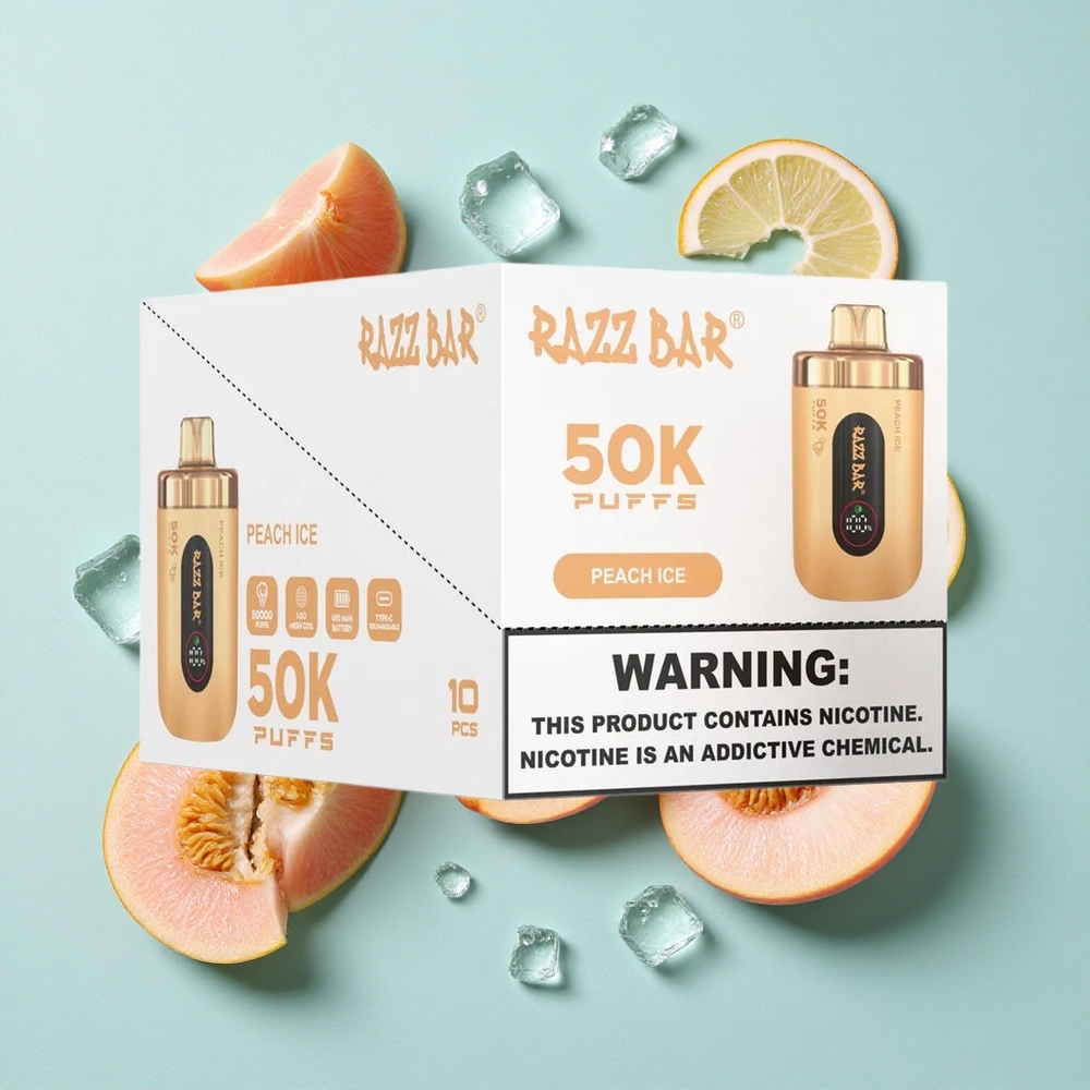 Razz Bar 50K Puffs Pêssego Gelado 1.0 Ohm Bobina em Malha Tipo-C Recarregável Brasil vape